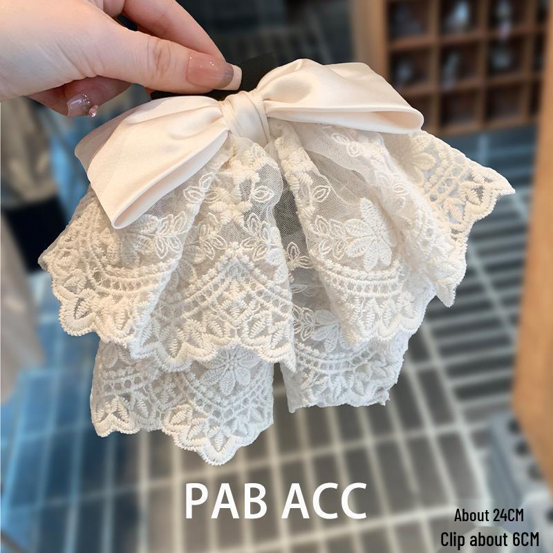 Elegant 3D Lace Bow Ponytail Claw Clip - Korean Style Solid Color Hair Accessory for Women