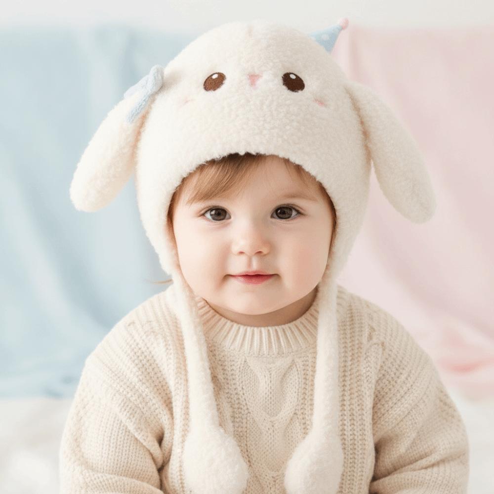 Windproof Toddler Earflap Hat Thermal Cartoon Fluffy Caps Plush Kids Beanie Cold Outdoor