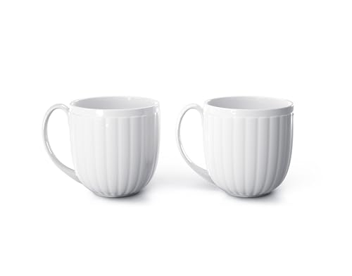 Georg Jensen BERNADOTTE Mugs, Set of 2, White, Diameter: Approx. 8cm, Capacity: Approx. 300ml, Dishwasher Safe, Product Number: 10019910