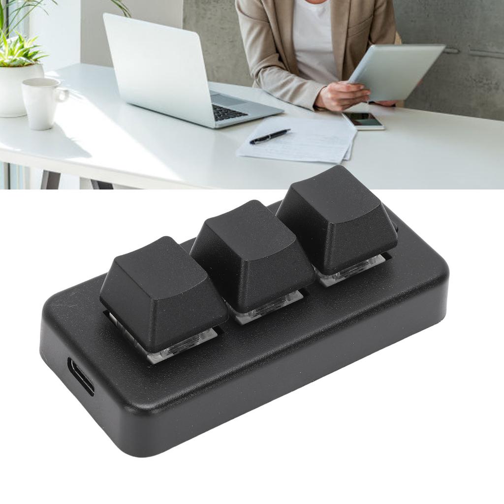 USB Wired 3 Key Keyboard Customize Programmable 3 Key Mechanical Keypad for PC Video Game