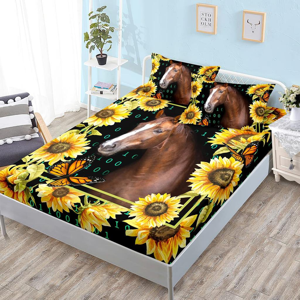 Color Star Theme Pattern Mattress Three-Piece Digital Printing Bedding Set Adult Children