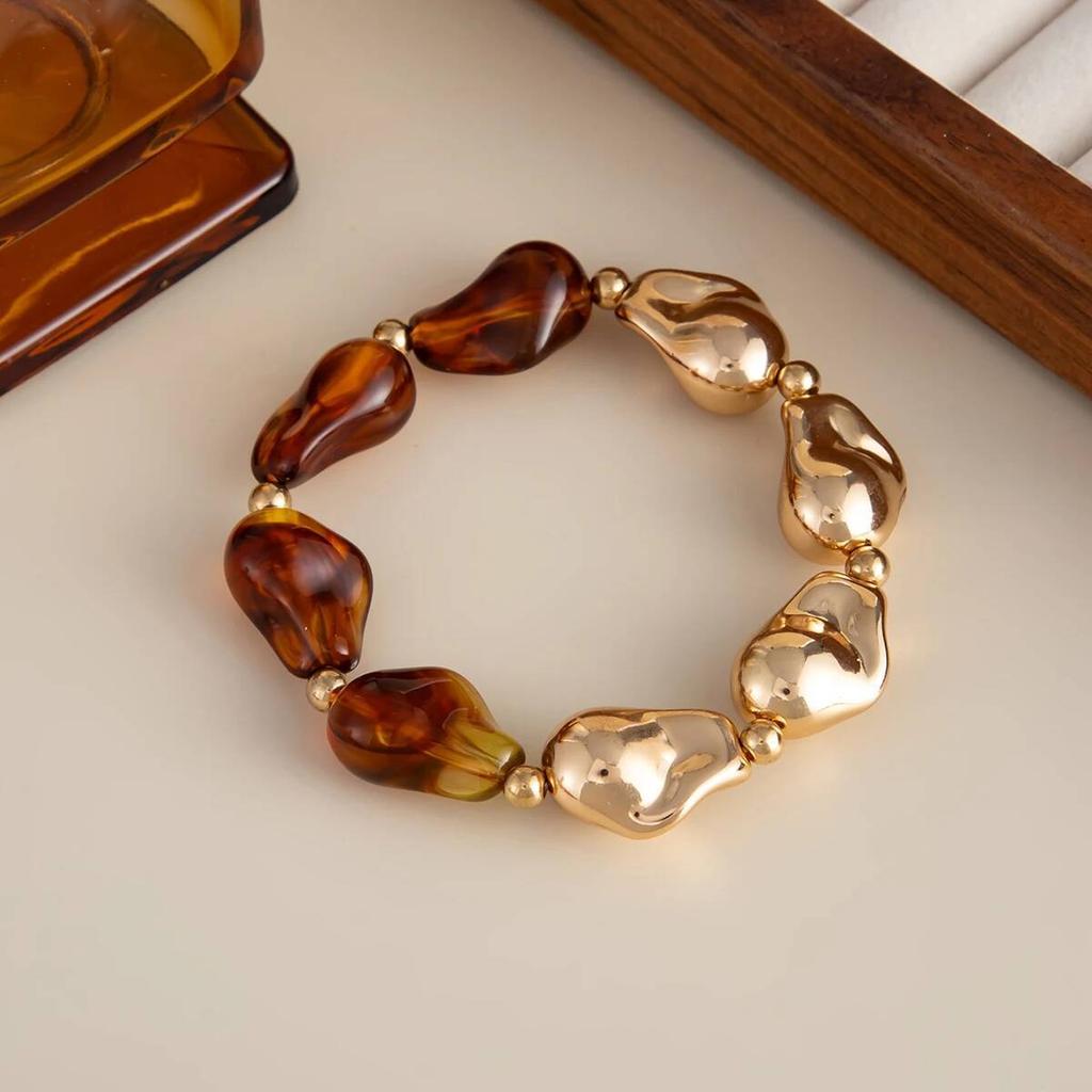 Salircon 7 Colors Boho Resin Acrylic Bead Choker Necklace Bracelet Set Women Vintage Elegant Banquet Party Bangles Jewelry Gifts