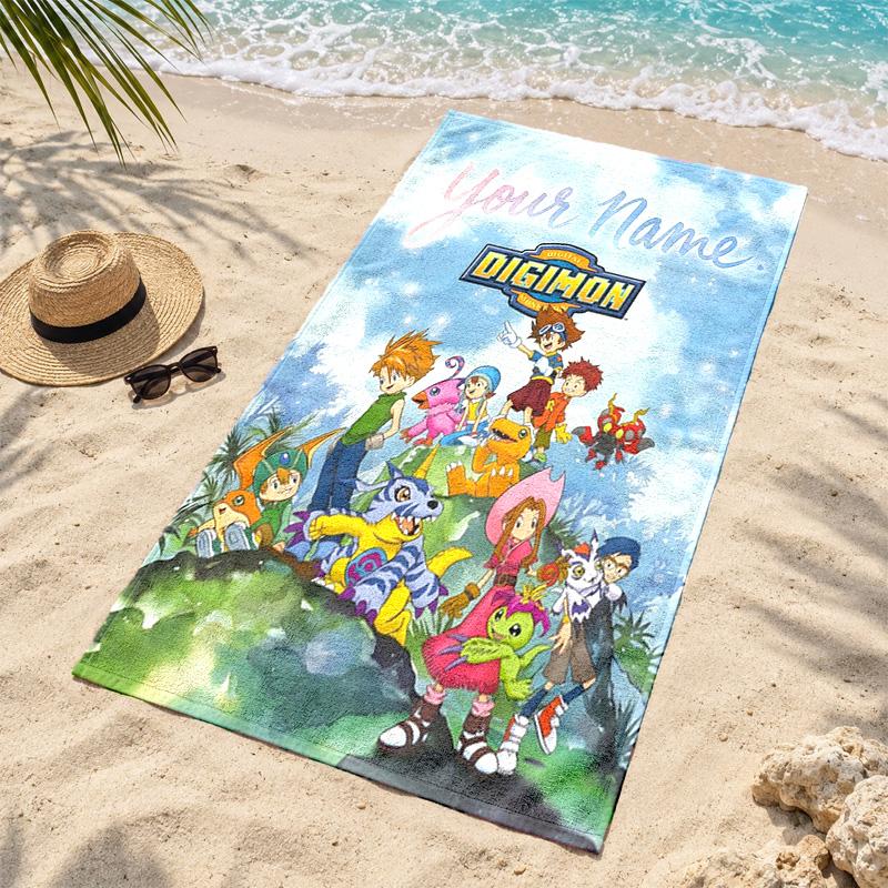 Digimon Custom Name Beach towels also serve as bath towels summer essential a musthave for the outdoors the beach and the pool