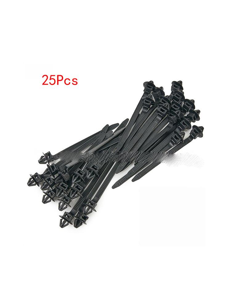 Car Hose Fastening Zip Strap Self Locking Nylon Cable Ties 25pcs Car Nylon Tie Wrap Cable Fixed Fastener Clips