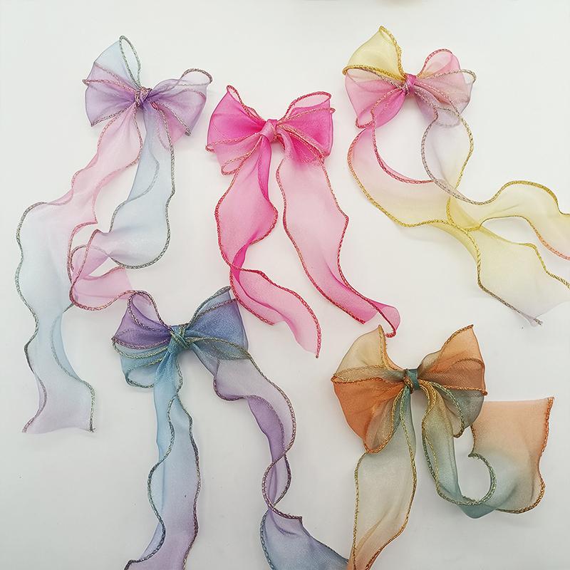 10Yards 4cm Iridescent Fishtail Edge Oganza Ribbon for DIY Headwear Hat Decor Gift Wrapping Craft Accessories Sewing Supplies