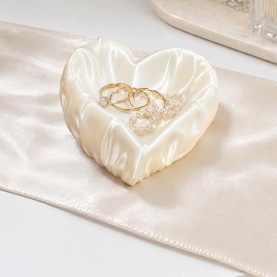 Yousheng Ruffle Love Heart Jewelry Tray, 3D Printed Earrings Necklace Ring Dish Tray, Decorative Keys Trinkets Holder Organizer Tray