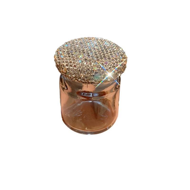 Diamond-Studded Gold Bean Storage Glass Bottle - Transparent, Mini, for Small Items, Sealed