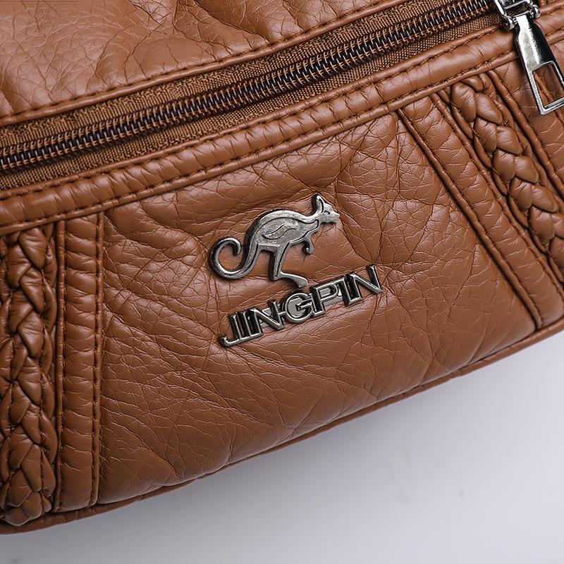 Dameveske i mykt skinn Middelaldrende morsveske Enkel skulder Crossbody-veske