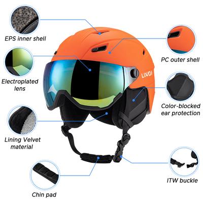 Zintegrowany kask narciarski dla mężczyzn i kobiet Kask snowboardowy ze zdejmowanymi goglami z daszkiem