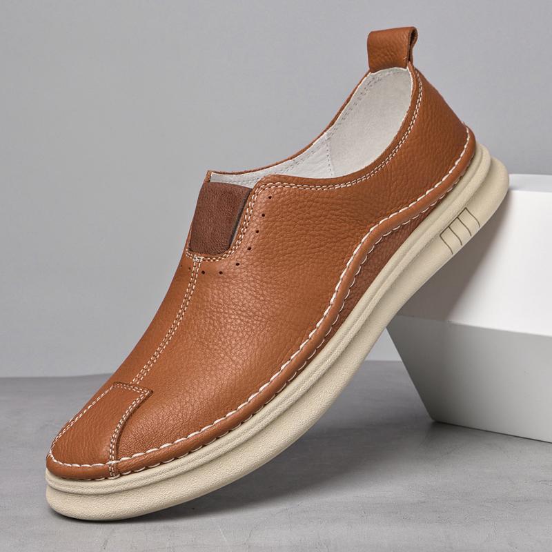 Mens Casual genuine Leather Loafers Men Shoes outdoor fashion Mocasines Hombre Mocassins Black Slip-On men flats