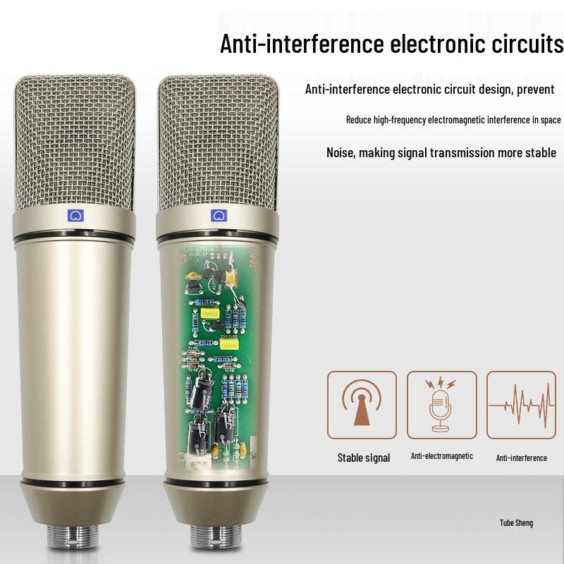 U87 Large Diaphragm 48V Condenser Microphone for Recording, Conferences, Singing, and Live Broadcasts - All-Metal Design