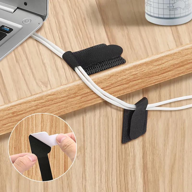 10/50/100Pcs Ties Fastening Wire Reusable Cable Organizer Cord Rope Holder Self Adhesive Adjustable Organizer Strap Desk Management