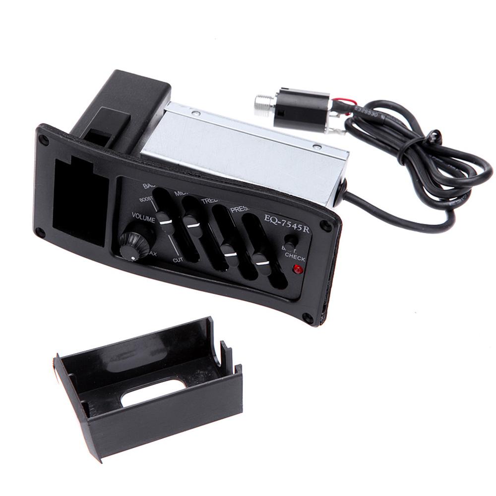 4 Band EQ Equalizer Piezo Pickup EQ 7545R Pre Amp Acoustic Guitar Preamp Amplifier Tuner