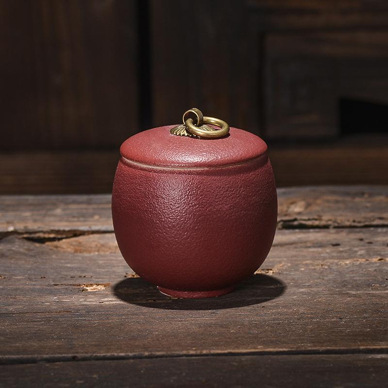 Creative Tea Jar Ceramic Coffee Food Sealed Jar Household Moisture-proof Storage Box Portable Travel Box Storage Container Home
