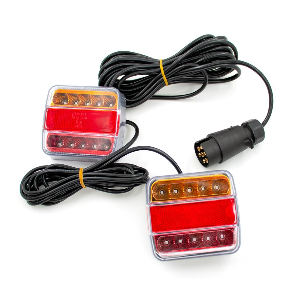 1Set 12V EN 7Pin 10m Universal Rear Towing Tail Light LED Trailer License Number Plate Reflector Turn Signal Light Brake Lamp