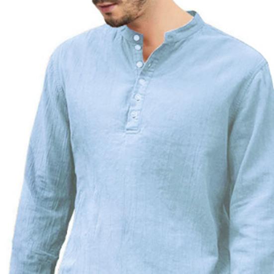 Koszula z długim rękawem oddychająca poliestrowa przyciągająca wzrok dekolt V męska koszula dla mężczyzny