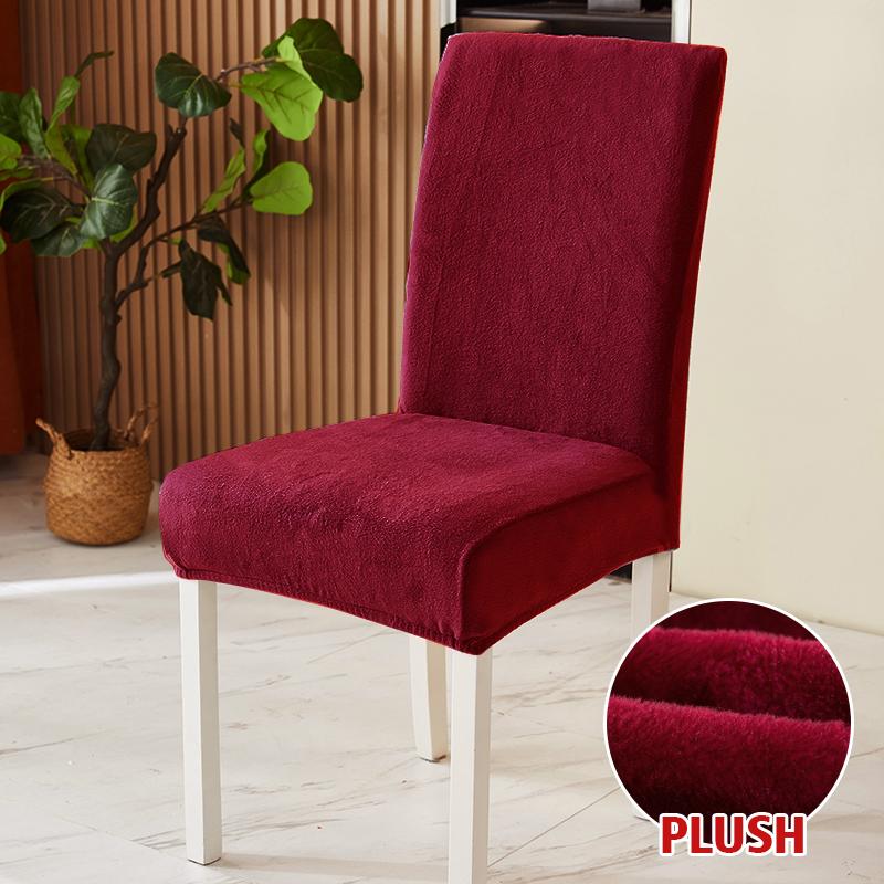 Thick Plush Chair Cover Elastic Stretch Chair Slipcover Seat Covers for Kitchen Dining Room Wedding Banquet Hotel Home Removable
