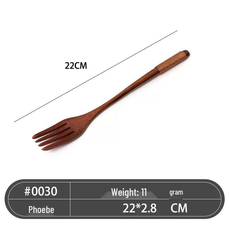 Japanese-Style Wooden Chopsticks, Spoon, and Fork Set with Portable Cloth Bag