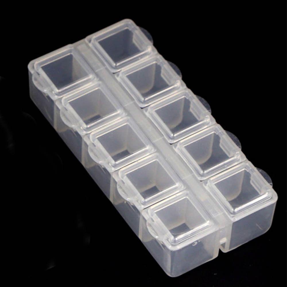 Plastic Plastic Box Organizer Transparent Storage Boxes Packaging Tool 10 Grid Square Box  Girls