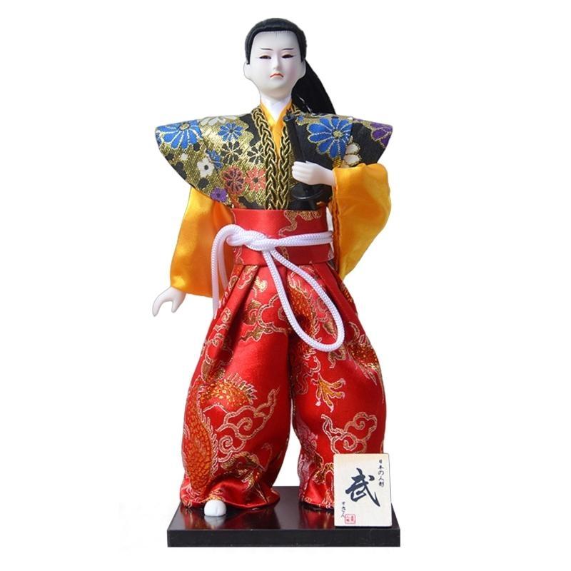 Traditional Japanese Samurais Dolls with Kimonos Figurine In Kimonos for Decoration