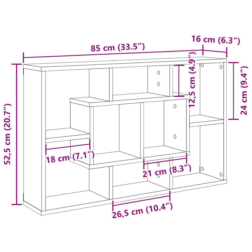 Minimalist Creative Shelves, Display of Books, Decorations, Plants, Ledge for Storage and Decoration, 85x16x52.5 Cm