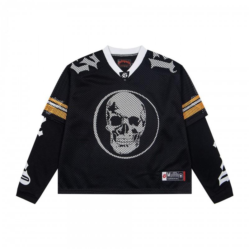 Mens Long Sleeve T Shirt Loose Fit Streetwear Hip Hop Casual Mesh Jersey 2025