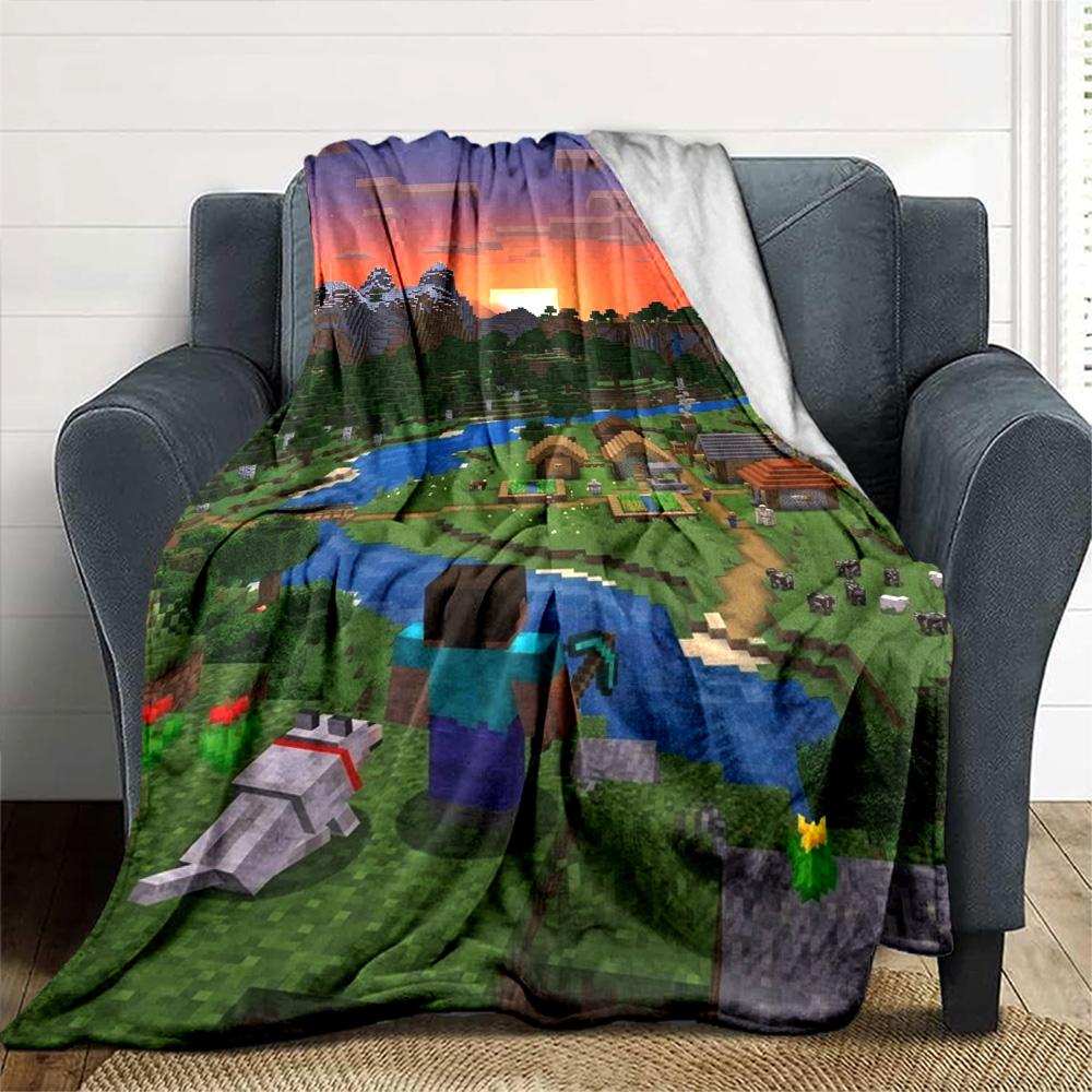 Minecraft Blanket Soft & Cozy Great for Office Chair Picnics Couch All-Season Use Digital Print Ideal Gift for Friends Family Couples Picnic
