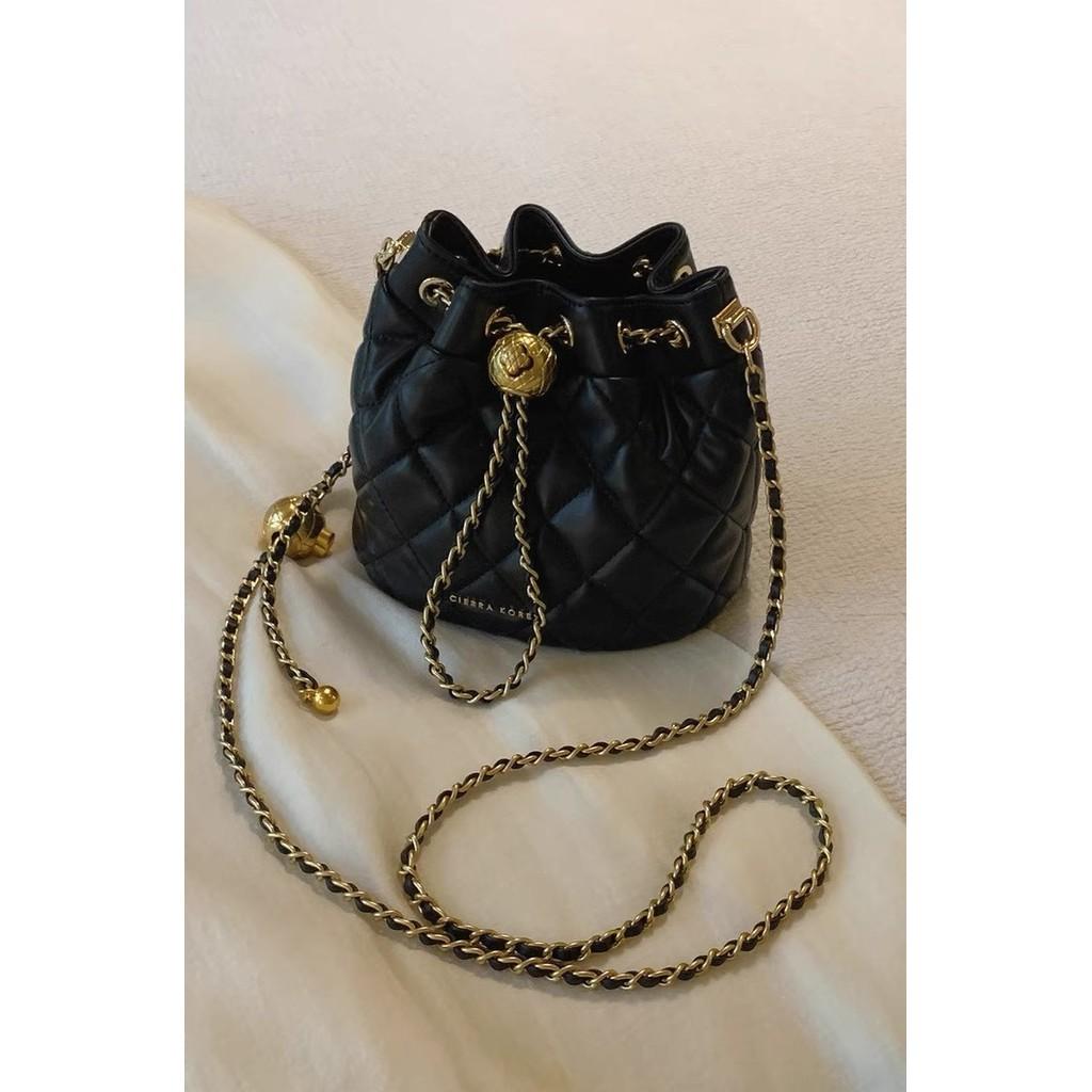 Ielgy Bucket Bag Diamond Chain Shoulder Crossbody Bucket Bag