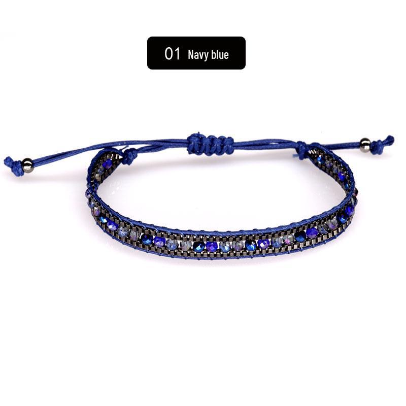 Bohemian Handmade Woven Crystal Beaded Friendship Bracelet for Women