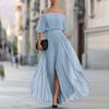 Summer new European and American women's clothing, fashionable and casual waist dress, daily simple split skirt