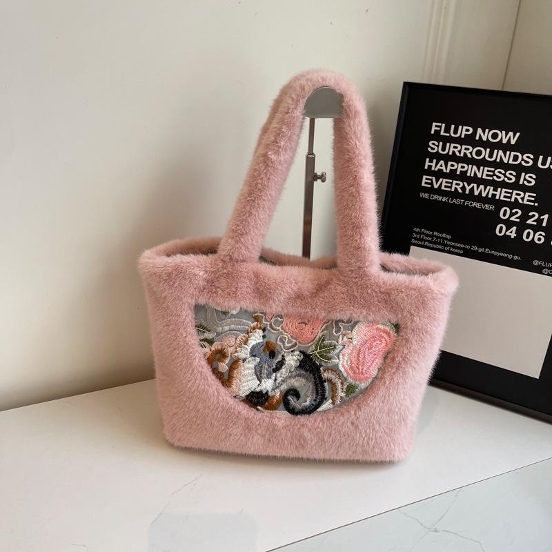 

2024 summer new simple fashion handbag simple fashion shoulder bag simple fashion commuter tote bag рожевий