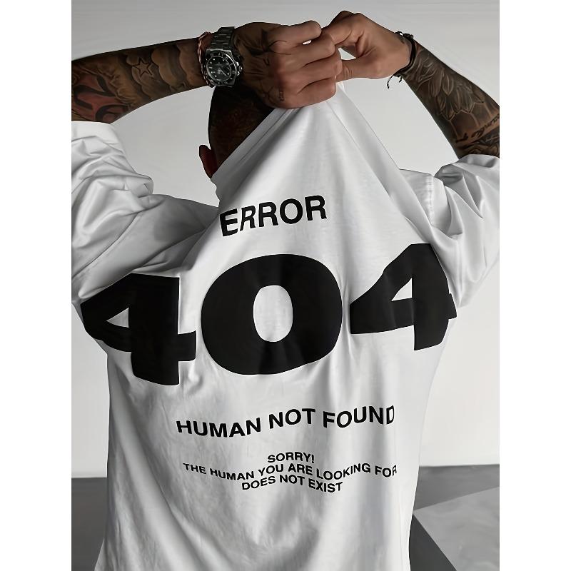 Мужская повседневная футболка европейского размера с дизайном 404 Error Code , универсальный стиль S белый