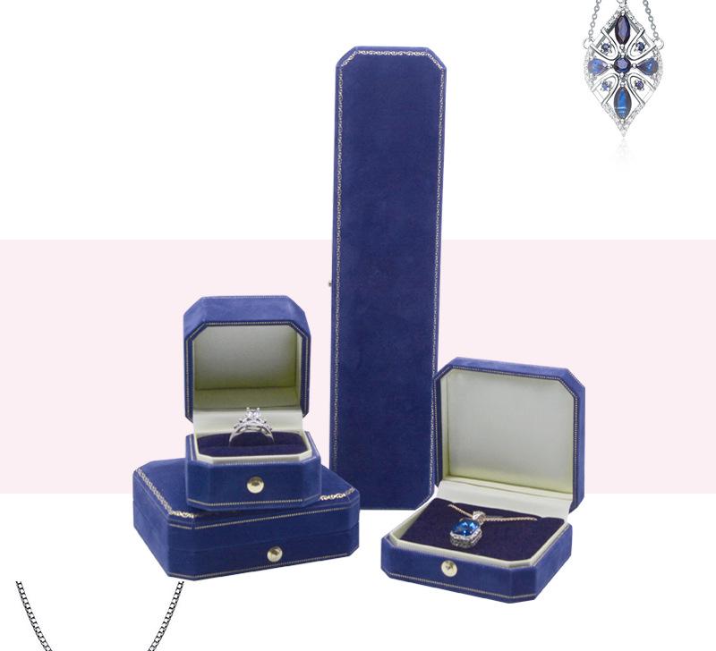 Octagonal Velvet Wedding Jewelry Box for Rings, Necklaces, and Earrings