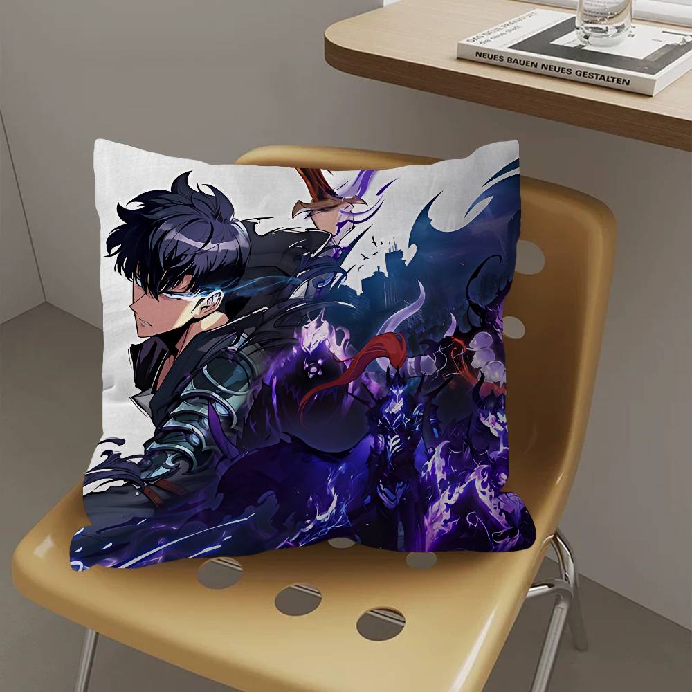 Oreiller Anime Solo Leveling Oreiller Anime Housse de Coussin de Tête de Canapé Lit Housse de Coussin 45x45 cm Mode