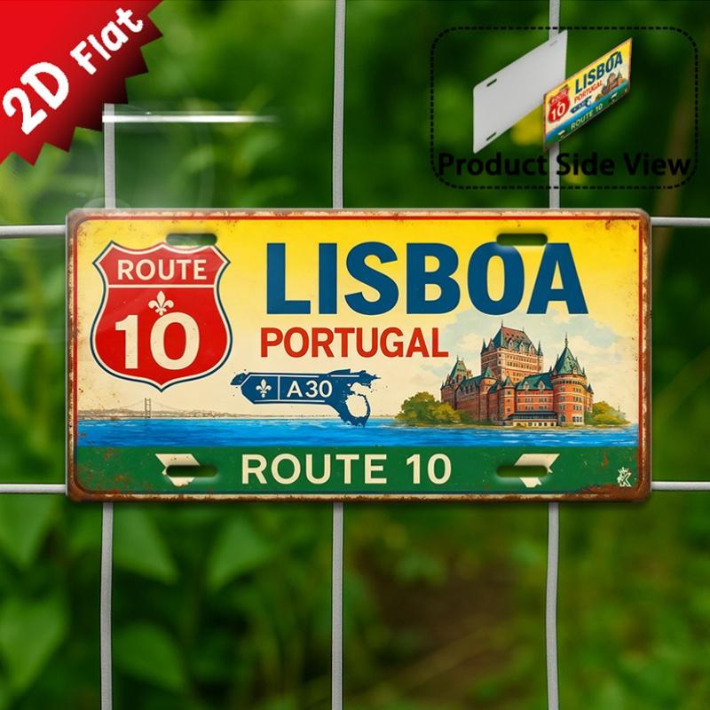 pc Lisbon Route Metal Sign Vintage Portuguese Tram Route Plaque Outdoor Wall Decor Suitable for Home Bar Lisbon 15x30cm(5.9x7.8inch)
