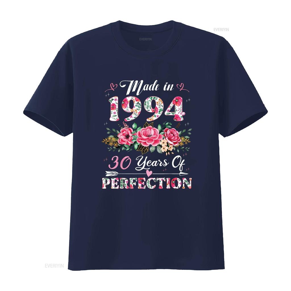 30 Year Old Made In 1994 Floral 30th Birthday S Women T Shirt Vintage Washed Breathable Unisex Slightly Casual Soft Stylish