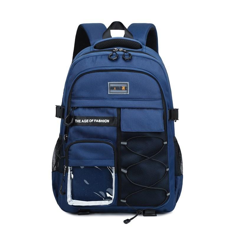 

External Trade Large Capacity Travel Backpack With Nylon For School Students синій