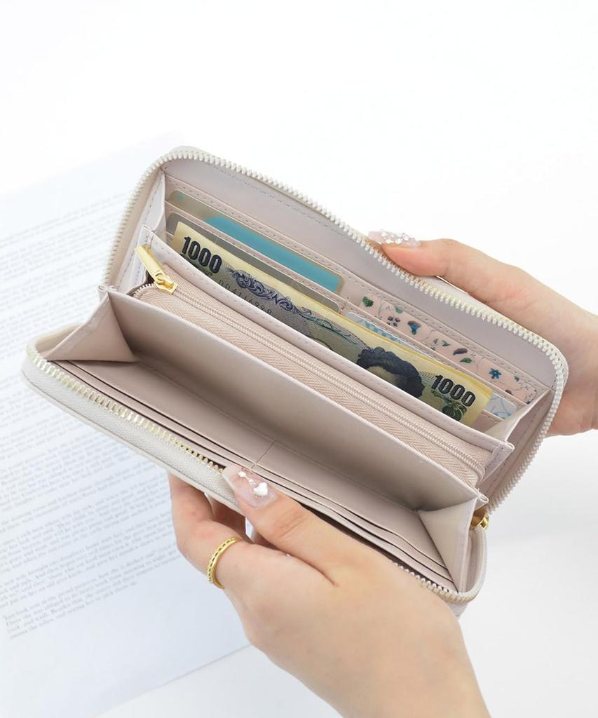Blue Long Coin Bill Card Large Rosia [Altorose] Wallet, Purse, Purse, Compartment, Slots, Capacity, L-shaped Zipper, Quilted, Cute, 332976-24