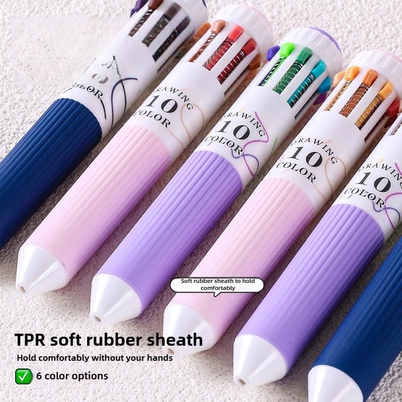 LANGUO 146/10 Colors Ballpoint Pen 0.8mm Cartoon Soft Grip Press for Drawing Multicolor Writing Pen Office School Supplies