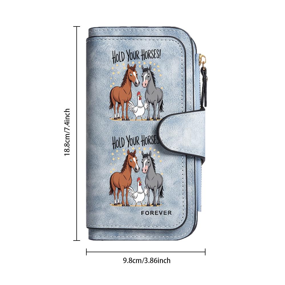 Cute Farm Animal Print Wallet For Women Casual Portable Long Purse With Card Slots