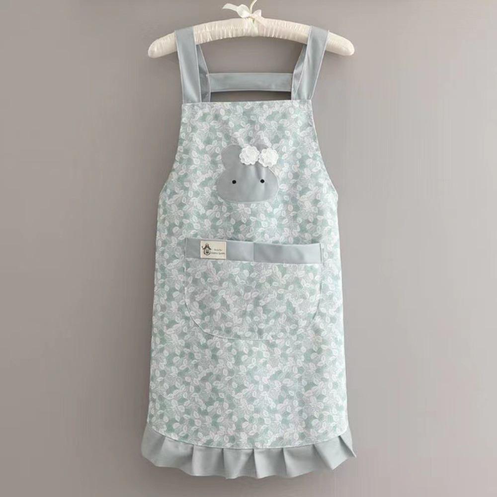 Floral Style Kitchen Cooking Apron Stain-proof Catering Waist Apron Household Work Apron Adult