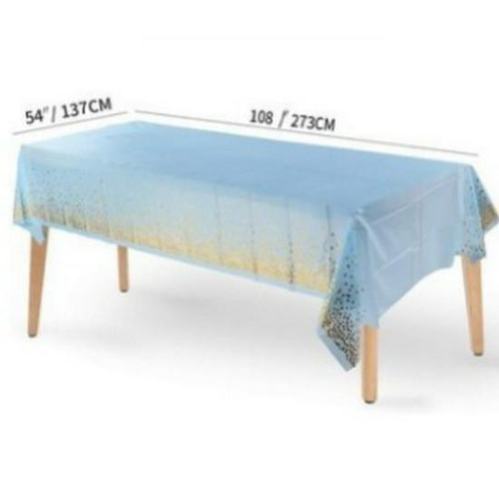 Blue and Gold Polka Dot Birthday Tableware Set: Disposable Dinner Plates, Dessert Plates, Cups, and Napkins