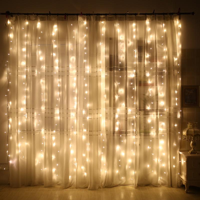 USB Remote-Controlled LED Copper Wire Curtain Fairy Lights – Holiday & Room Decoration with Eight Modes