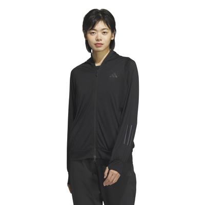 Adidas KQD90 UV Knit Hoodie Black Women's Full-Zip Jacket, (JP0032)