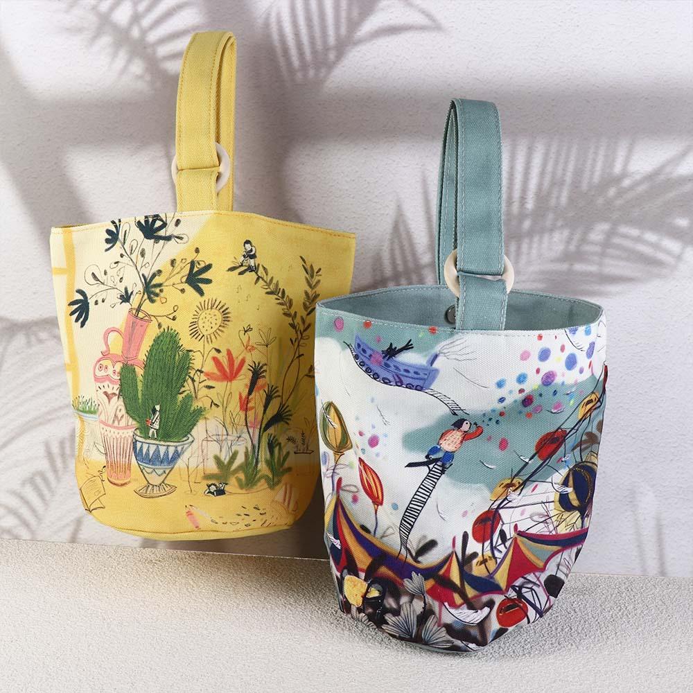 

Сумка-ведро с принтом в виде звезды и растений, симпатичная сумка-ведро с рисунком для шопинга синий