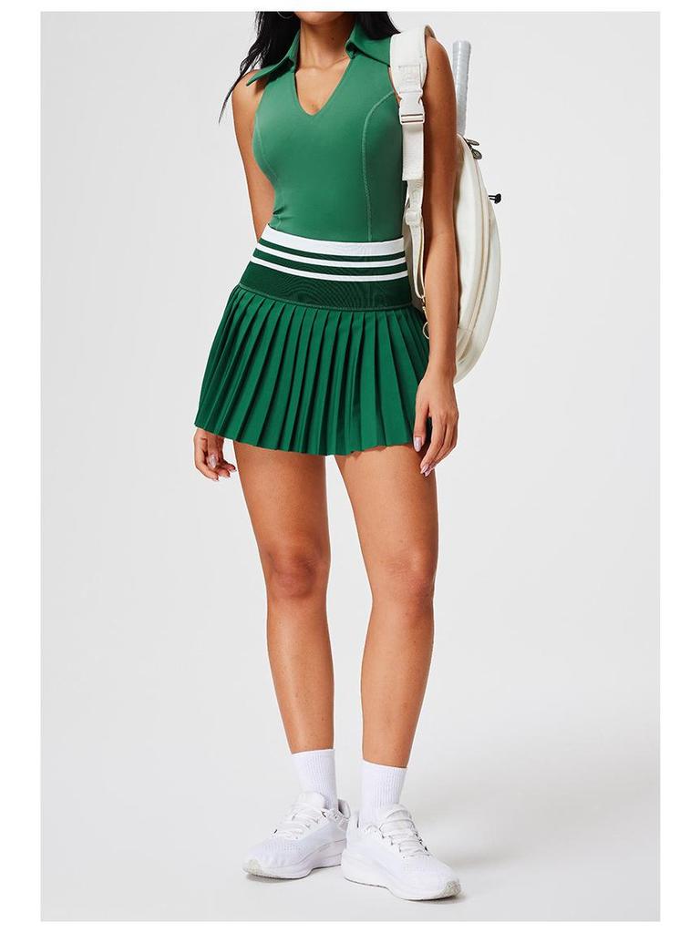 Cai Jue Women's Pleated Tennis & Badminton Skirt with Built-in Shorts & Pockets, Anti-exposure Design