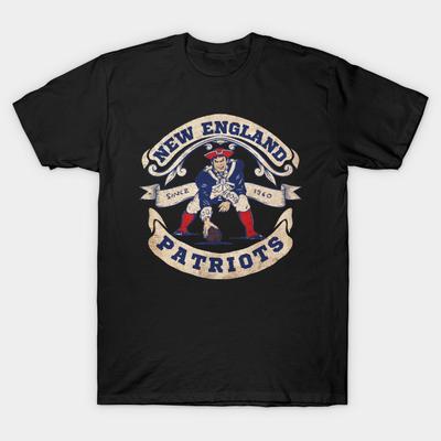 Pánské černé tričko s potiskem Patriots Football Vintage Potisk na přenosovém papíře bez ořezu Bavlněné tričko