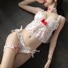 Sexy Cosplay Costumes Women Erotic Lingerie Set Strawberry Print Lace Kawaii Babydoll Girl Pajamas
