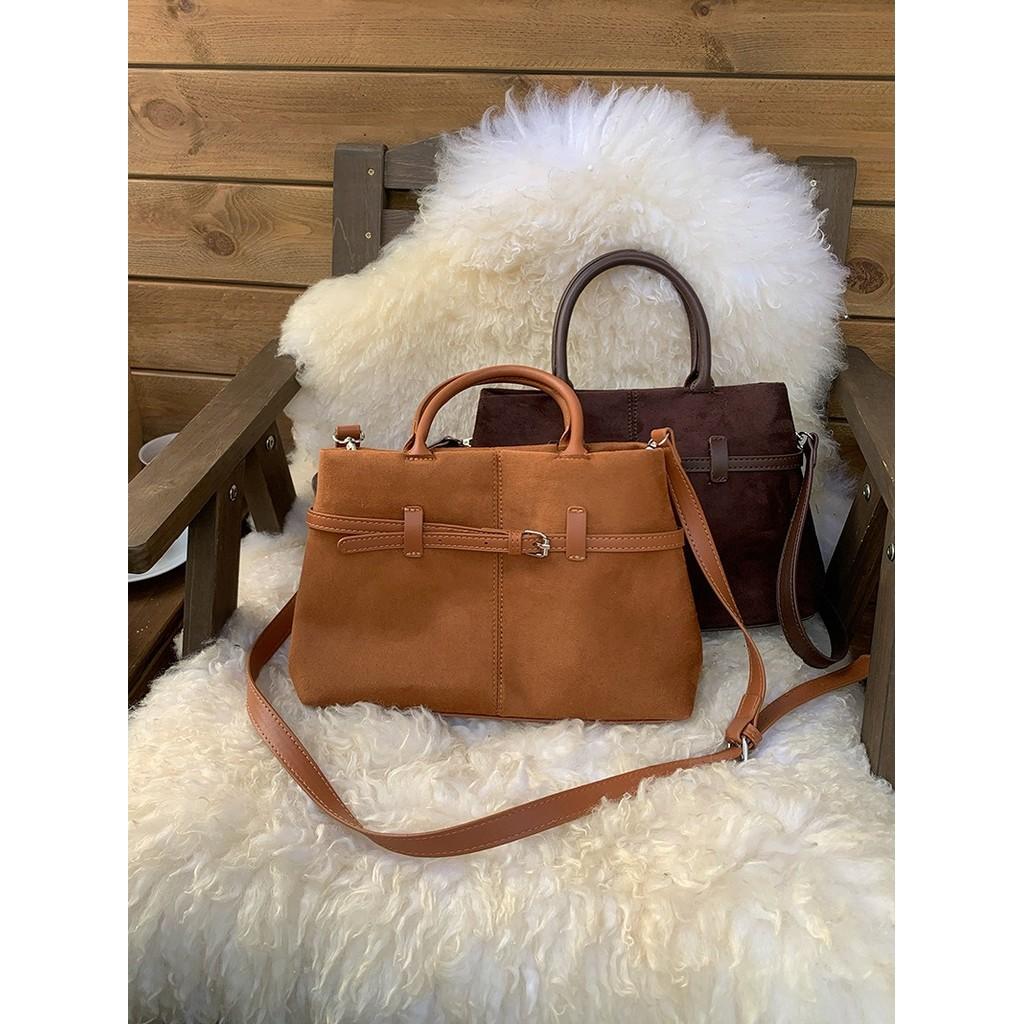 IELGY Retro Matte Suede All-Match One-Shoulder Diagonal Bag Commuter All-Match Portable La