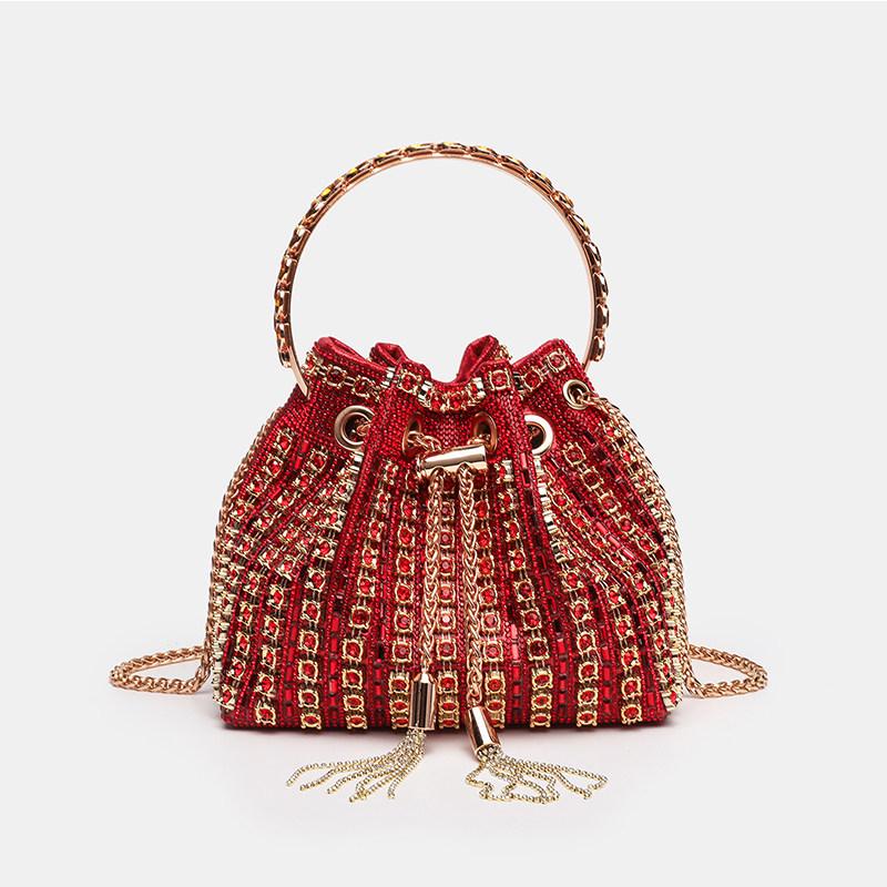 Elegant Silver AB Rhinestone Tassel Handbag - Women's Shoulder Bag for Live Streaming